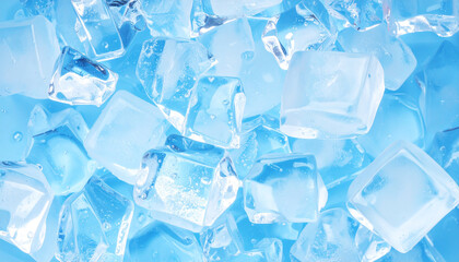 Obraz premium 清涼感あふれるブルーソーダのスプラッシュ背景 Refreshing Blue Soda Splash Background with Ice and Bubbles 炭酸、泡