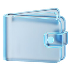 Transparent Blue Wallet 3D Render Digital Asset