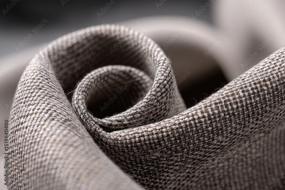 Poster a close-up shot showcases the intricate weave and texture of a rolled-up textile, revealing its subt