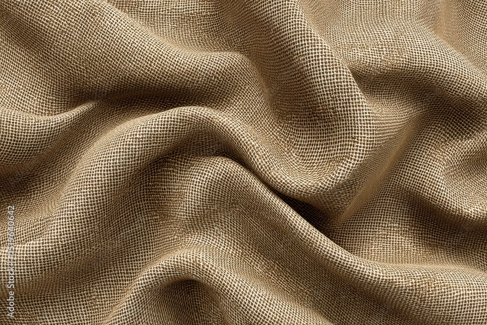 Poster close-up of textured burlap fabric with natural fibers, showcasing its intricate weave and subtle va