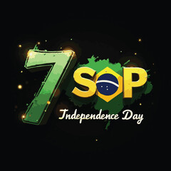 Brazil Independence Day Vector Poster – Green & Yellow Flag, 7 September Celebration, Patriotic Art, National Pride, Historic Holiday, Republic Heritage, Cultural Unity, Flat Modern Illustration