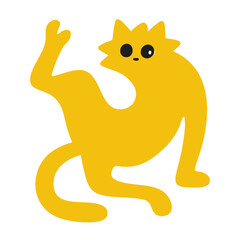 Cats illustration, colorful minimalist style, mid-century modern, childlike shapes, whimsical character design, no outlines, solid colors, stylized proportions