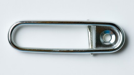 Closeup of a metal handle on white surface, study in texture and design closeup