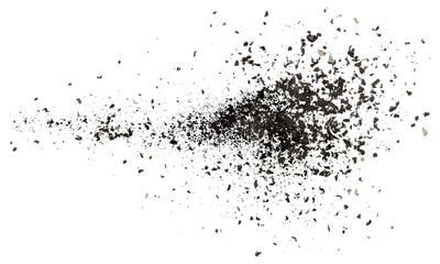 Cigarette ash flying, isolated on white background, texture, clipping path, vector illustration, smoke, ashes, isolated objects, dynamic movement, clean background, realistic illustration.