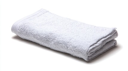 Luxurious white towel on minimalist white background, perfect for bath and spa soft