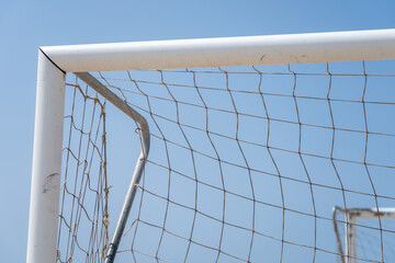 Detail of the corner of a soccer goal