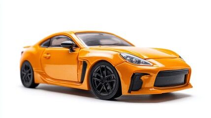 Naklejka premium Detailed studio shot of a colorful toy car isolated on white backdrop toy