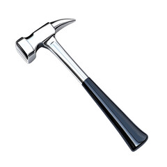 Shiny metal hammer with sleek design and black handle, perfect for construction and DIY projects