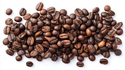 Naklejka premium Aromatic coffee beans, a highquality closeup on pristine white background rich,