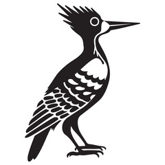 black silhouette of a woodpecker