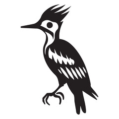 black silhouette of a woodpecker