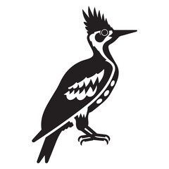 black silhouette of a woodpecker