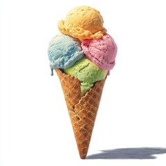 Colorful ice cream cone scoops summer treat dessert frozen food sweet delicious refreshment