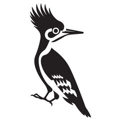 black silhouette of a woodpecker