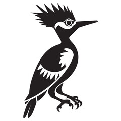 black silhouette of a woodpecker