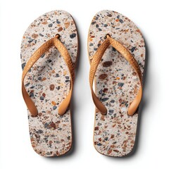 Stylish summer flip flops beach sandals for women terrazzo pattern casual footwear fashion
