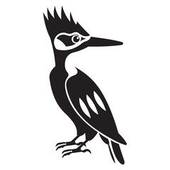 black silhouette of a woodpecker