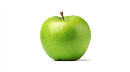 Crisp green apple on a bright white background, study in simplicity and freshness