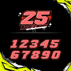 NUMBER RACING vector racing numbers for drag motorbikes and cars	
