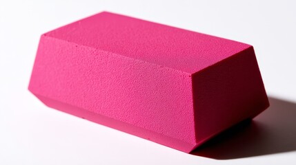 Minimalist pink cube on white, study in geometric simplicity and modern design