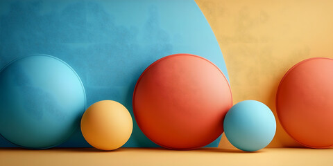 Dynamic Gradient Minimalism Curved Geometric Spheres in Muted Teal, Orange, and Yellow - Modern Digital Design Asset for UI/UX and Creative Branding Solutions