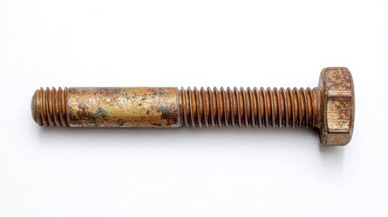 Intricate closeup, metallic bolt secured onto another, highlighting industrial design and mechanical detail