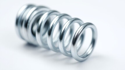 Closeup of a compressed metal spring, study in tensile strength and flexibility