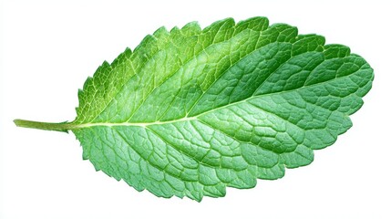 Obraz premium Vibrant green mint leaf closeup, detailed look at freshness and natural beauty