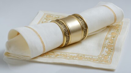 Exquisite napkin presentation, enhancing table setting with a stylish ring for formal dining