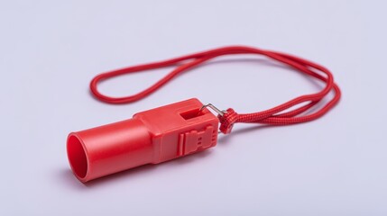 Vibrant red whistle, closeup examination of its form and function in communication