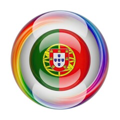 Obraz premium Portugal flag in Rainbow Orb