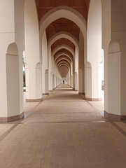 Long Corridor of Arches and Pillars at Miqat Dhul Hulaifah Mosque (Masjid Bir Ali)