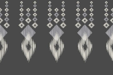 Ethnic ikat traditional motif fabric pattern geometric style.African Ikat embroidery Ethnic oriental pattern gray grey background wallpaper. Abstract,vector.Texture,frame,decoration.