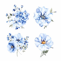 Obraz premium Bright spring flower compositions with layered petals subtle gradients and detailed leafy accents
