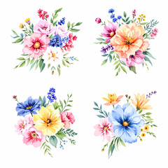 Vintage inspired watercolor bouquets perfect for wedding invitations greeting cards and feminine branding designs