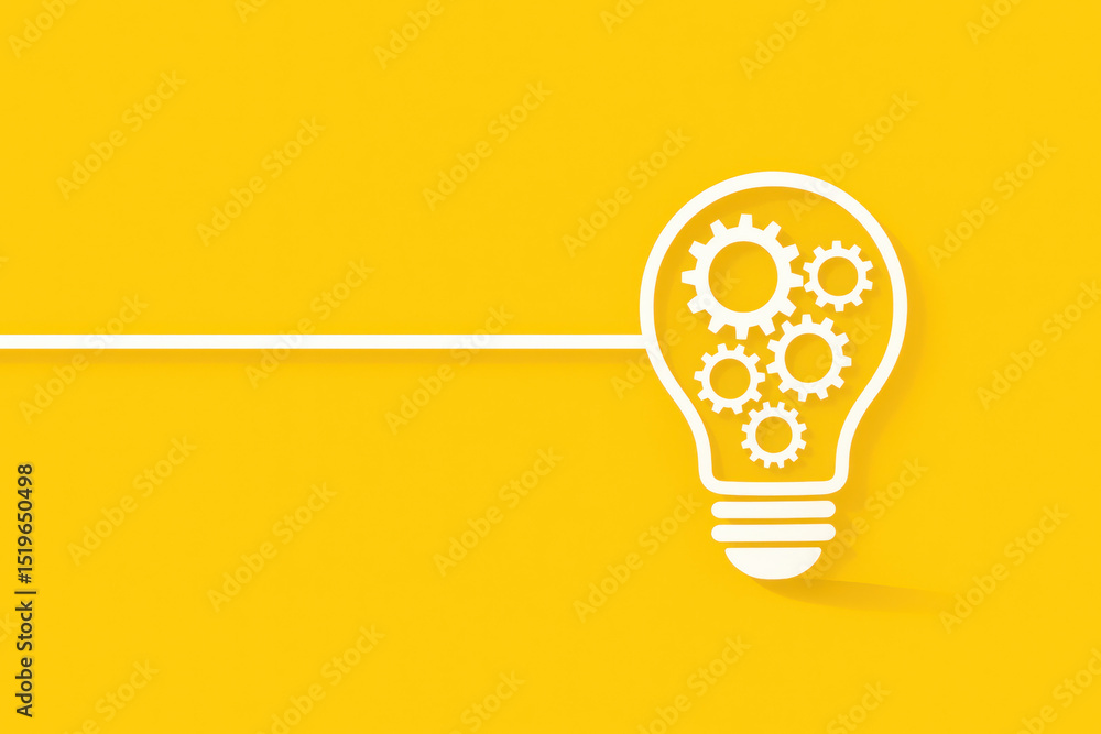 Aufkleber innovative thinking drives progress as interconnected mechanisms inside a light bulb symbolize creat