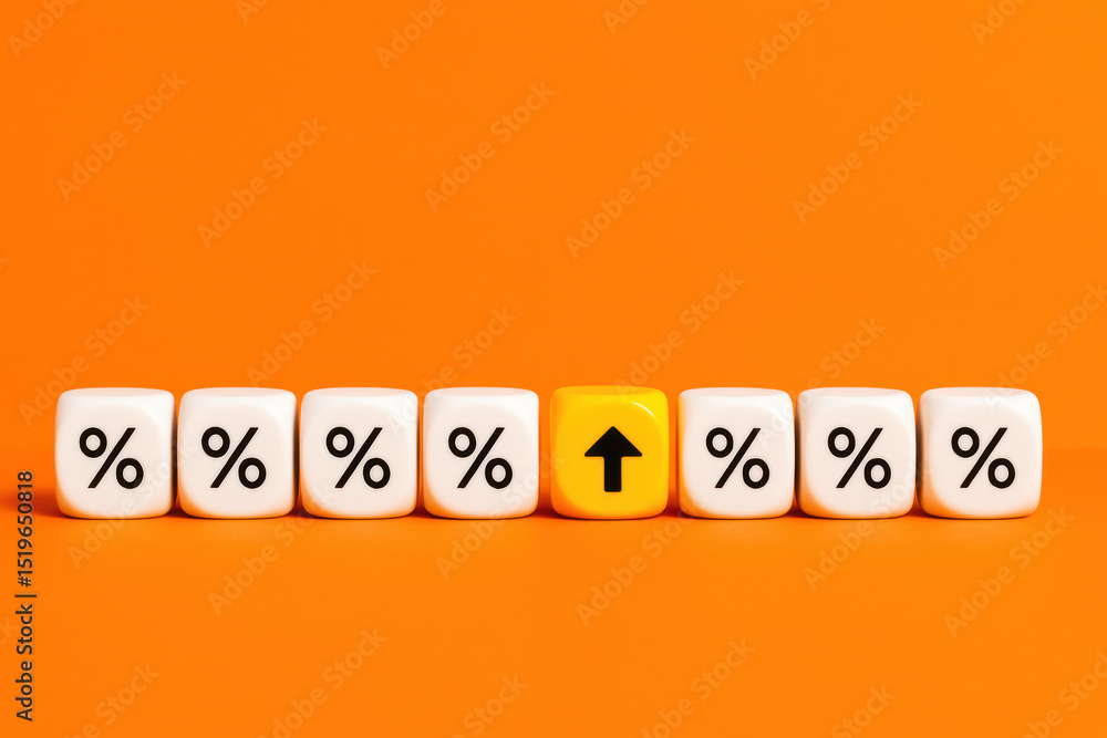 Poster growth and progress in financial metrics are symbolized by a highlighted upward arrow standing among