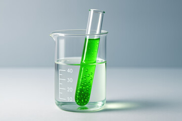 Innovation and experimentation converge as a transparent beaker and test tube demonstrate precise control symbolizing scientific accuracy in business development