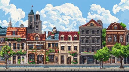 Obraz premium Pixelated Cityscape, Sunny Day