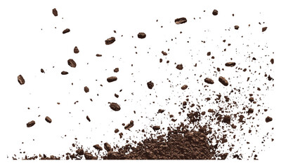 Soil pile, dirt flying isolated, vector illustration, earth, dust, nature, ground, land, construction, agriculture, landscaping, debris, sand .