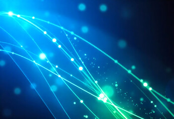 Abstract neon lines and glowing dots creating a dynamic futuristic design