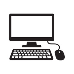 computer monitor with mouse and keyboard