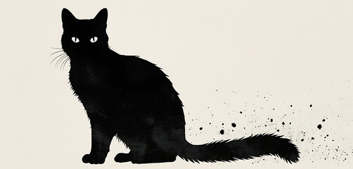 Black cat silhouette with photocopied fur texture and punk scratch marks
