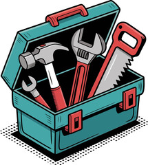 Toolbox full of hardware tools ideal for diy dad concept great for mechanic gift print fathers day celebration theme