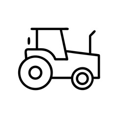 Depiction of a farming vehicle with large tires and exhaust pipe in a simple outline design style