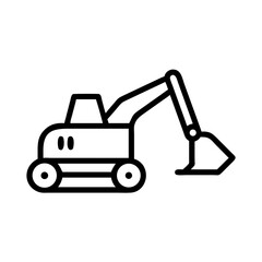 Naklejka premium Simple graphic of a construction digger with a bucket and wheels in a minimalist style design