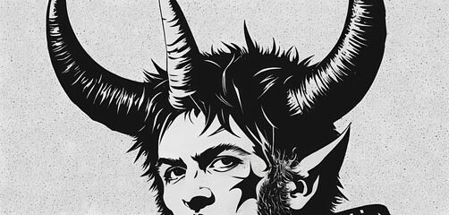 Devil horns in photocopy halftone style, surrounded by rough punk edges
