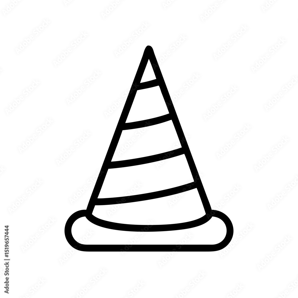 Aufkleber a simple graphic of a striped cone with a rounded base on a white background for design purposes