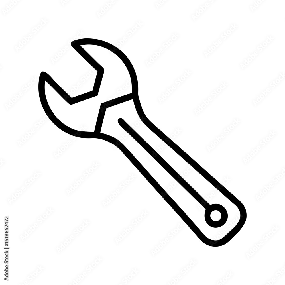 Poster a single open ended wrench with a hole at the end of the handle on a white background image tool