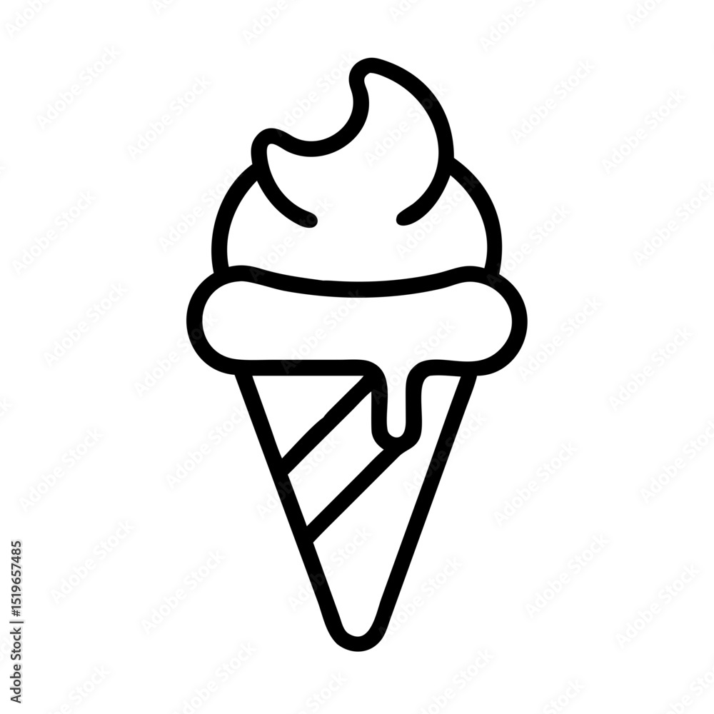 Aufkleber a simple graphic showing a cone with a scoop of sweet dessert and dripping topping design element